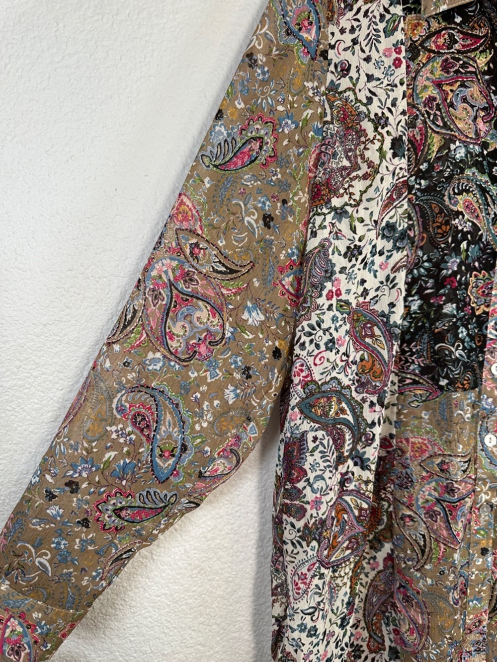 NEW Fig and Flower Sheer Button Down Top Paisley Boho Womens XL Long Sleeve - Picture 4 of 10